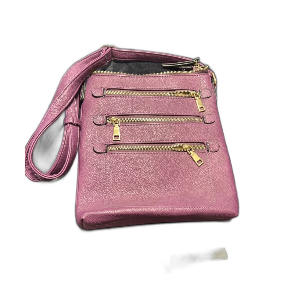 Elegant Pink Leather Crossbody Bag